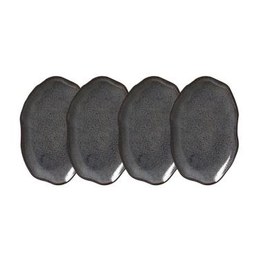 Imagem de Conjunto de Travessas Oval Rasa Média Porto Brasil Bio Titanium 30x20cm - 4 Peças	