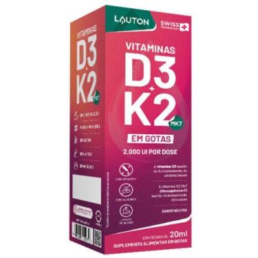 Imagem de Vitamina D3 K2 Menaquinona Gotas 20Ml Sabor Neutro - Lauton - Lauton n