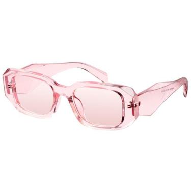 Imagem de Óculos de sol mosanana Trendy Retangle Clear Pink UV400