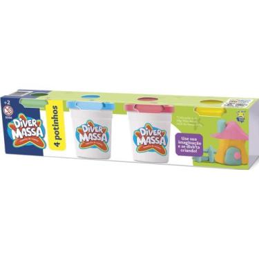 Imagem de Diver Massa Kit c/ 4 Potes de Massinha - Cores Sortidas - Divertoys -
