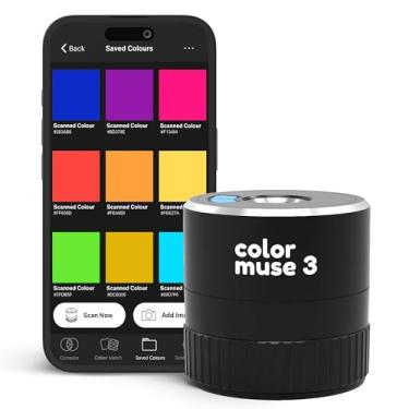 Imagem de COLOR MUSE 3 dispositivos portáteis de correspondência de cores e scanner de tinta – Sensor de colorímetro digital sem fio para detecção precisa de cor e brilho – Tamanho de bolso, fácil de