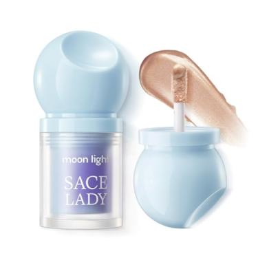 Imagem de SACE LADY Maquiagem iluminadora, iluminador líquido misturável e de longa duração, creme 3D natural para olhos e lábios (brilho dourado, 3,7 g)