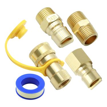 Imagem de MDEOOSKY Kit de acessórios de conexão rápida de gás natural de 1,27 cm, conjunto de plugue de desconexão de mangueira de gás natural e propano com capa contra poeira para gasodutos de gás natural