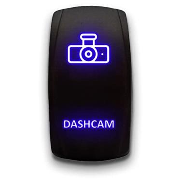Imagem de DASHCAM - Azul - Interruptor de alternância gravado a laser 20A 12V - Interruptor basculante vertical DPST de 5 pinos