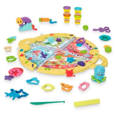 Imagem de Conjunto inicial Play-Doh Fold & Go Playmat com 19 acessórios