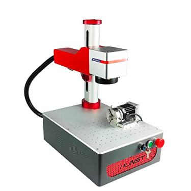 Imagem de Máquina de marcação a laser de fibra HUNST MAX 30W, gravadora de metal em aço inoxidável para marcação de metal (Red 30W 69 Rotary)
