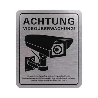 Imagem de Placa De Aviso Em Alumínio De 24 Horas Em Inglês Para Área De Monitora