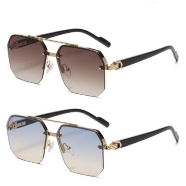 Imagem de Óculos de sol de metal para ciclismo masculino, meia armação, estilo pregos de arroz, casual, tendência, personalidade, retrô, moda, esportes ao ar livre, 08, óculos de sol