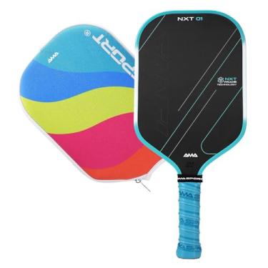 Imagem de AMA SPORT Raquete de pickleball de fibra de carbono aprovada pela USAPA 16 mm Pickleball Raquete de Pickleball com superfície texturizada de fricção com núcleo de favo de mel PP de propulsão (NXT