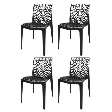 Imagem de Kit 4 Cadeiras Gruv Rivatti 45cm Monobloco Pp Preto