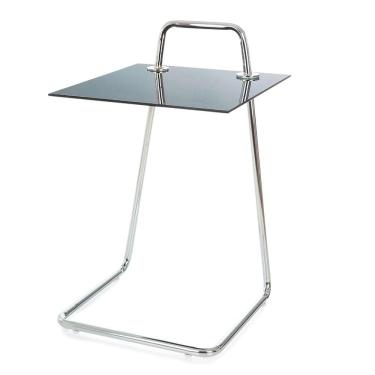 Imagem de Mesa de Canto ANM0111M Anima Office Tampo de Vidro Quadrado Cor Preto Base de Aço cromado