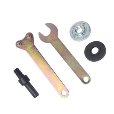 Imagem de Kit de acessórios de rebarbadora de 5 peças, incluindo 2 tipos de chaves, conversores de haste rotativa, arruelas, placas de pressão, acessórios universais e peças de rebarbadora