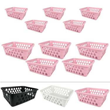 Imagem de Cesto Cestinha Organizador Kit 10 Pc P/M P/Gaveta Cozinha Escritório Armário Lavanderia Resistente (Rosa)