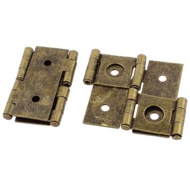 Imagem de 4 peças dobradiças de dupla ação dobradiças de tela dobrável dobradiças de porta de ferro ferragens para armário de porta janela guarda-roupa (bronze antigo)