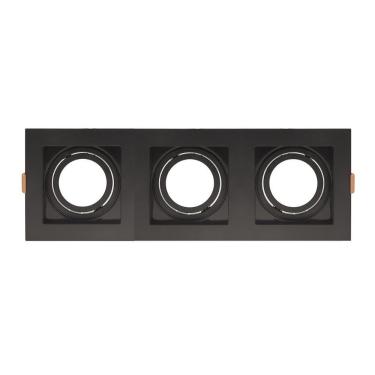 Imagem de Spot De Embutir Quadrado Recuado Triplo Par 20 Direcionável Preto