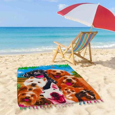 Imagem de Canga e Saída de Praia Poliéster Ilustração Pets Cachorros - Sarat Mod