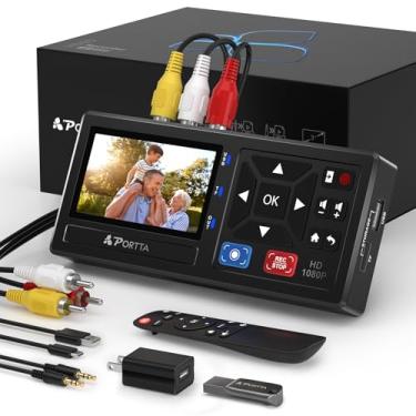 Imagem de Portta Conversor VHS para digital com pen drive USB 3.0 de 128 GB, gravador de vídeo para digital compatível com VHS, VCR, DVR, DVD, Hi8, Mini DV Players, filmadora (fitas/leitor de DVD não incluído)