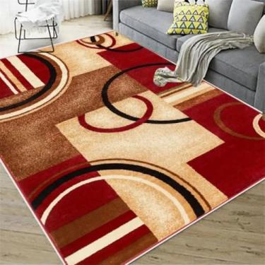 Imagem de Tapete de veludo cristal com estampa geométrica | Para sala de estar e quarto, decoração suave para casa (60 x 90 cm (23 x 35 pol.)/zy-250802014608)