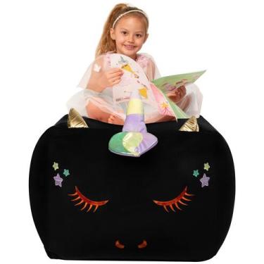Imagem de Saco de armazenamento de animais de pelúcia Yoweenton Black Unicorn Ve