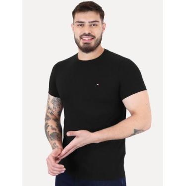 Imagem de Camiseta Tommy Hilfiger Masculina Slim Fit Essential Stretch Preta, M/