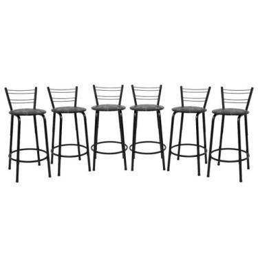 Imagem de Kit 6 Banco Para Balcão Ilha Bistrô Banqueta Flórida Preta 60cm Bar Co