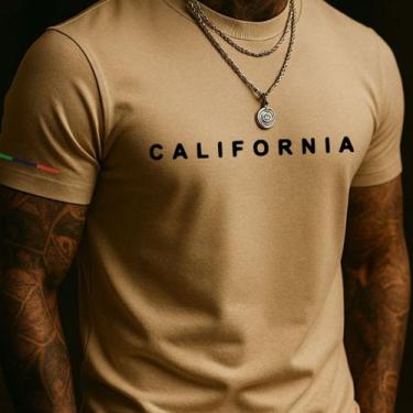 Imagem de Camiseta Masculina California Preta Manga Curta Gola Redonda Estampada