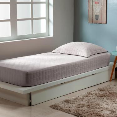 Imagem de Colcha Solteiro Zapt Zum Sleep Com Elástico 2Pçs 200 Fios 100% Algodão Prata