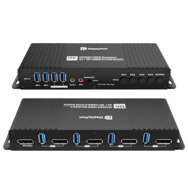 Imagem de Kvm Displayport EDID 1 Monitores 4 Computadores 4K 144Hz Interruptor de Teclas de Atalho Kvm Dois Monitores DP 1.4 1440P 144Hz 165Hz 240hz Monitor Único