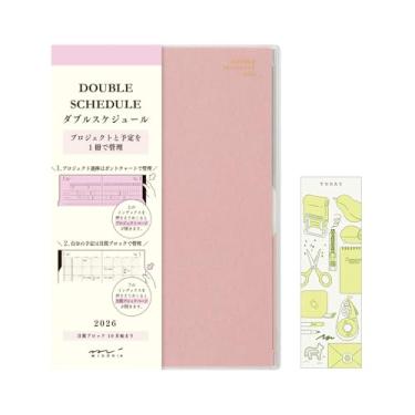 Imagem de Midori Caderno de programação dupla, 2026, B6, edição limitada mensal, marcador incluído, progresso, rosa claro 22383006 (começa em outubro de 2025)