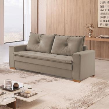 Imagem de Sofá Florianópolis 3 Lugares 210 cm Veludo Bege