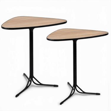 Imagem de Kit 2 Mesas Triangular Alta para Lanchonete Gourmet Tampo 15mm Industrial 60x60 Amantea