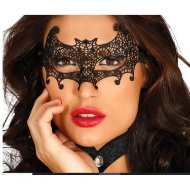Imagem de Máscara Feminina Em Renda Bat Preta Baile Festas