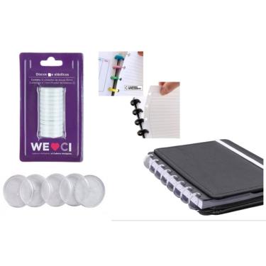 Imagem de Discos + Elástico p/ Caderno InteligenteTRANSPARENTE M23mm