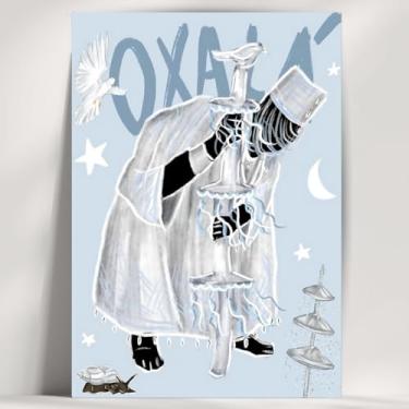 Imagem de Coleção de 62 quadros decorativos Giz - Umbanda e Candomblé - Decoração Orixá - Afro Brasileira - Escolha o seu Orixá! (Clássico, Oxalá, 28x20cm)