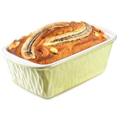 Imagem de NUTRIUPS Forma retangular de cerâmica de 22 x 15 cm para assar pão (amarelo)