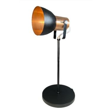 Imagem de Abajur Cone Moderno Preto com Cobre | Luminária de Mesa Direcionável Bivolt Soquete E27 para Sala e Quarto