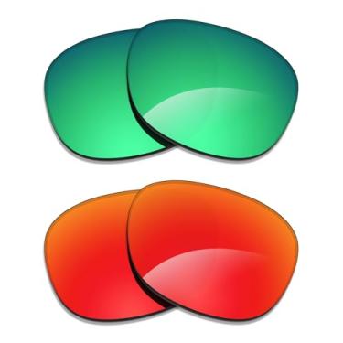 Imagem de Alphax 2 pares de lentes polarizadas de substituição para óculos de sol Ray Ban Aviator RB3026 62 mm - vermelho + verde