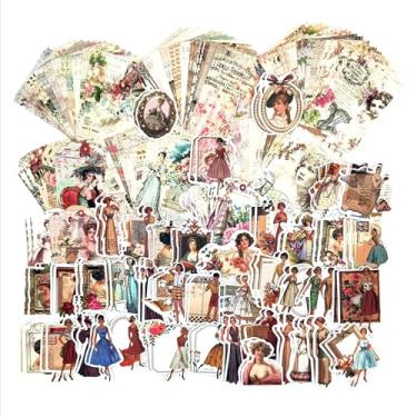 Imagem de Pacote de suprimentos vintage para scrapbooking, 200 peças, adesivo de scrapbook estético, kit de diário de arte de papel para diários de lixo, agenda, presentes de decoração de casa de campo (rosa)