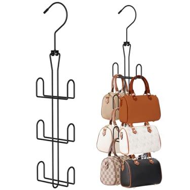 Imagem de Ulimart Pacote com 2 cabides de bolsa, organizador de bolsa para armário, organizador de bolsa de metal giratório, suporte de bolsa para bolsas, cintos, cachecóis, bolsas, chapéus de beisebol,