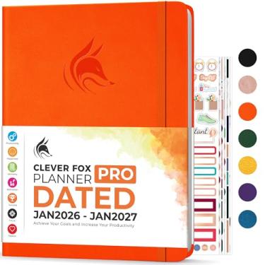 Imagem de Clever Fox Planner PRO datado (janeiro de 2023 a janeiro de 2024) Planejador de vida semanal e mensal para aumentar a produtividade, gerenciamento de tempo e atingir seus objetivos – Organizador, diário de gratidão – 21,5 x 28 cm – laranja