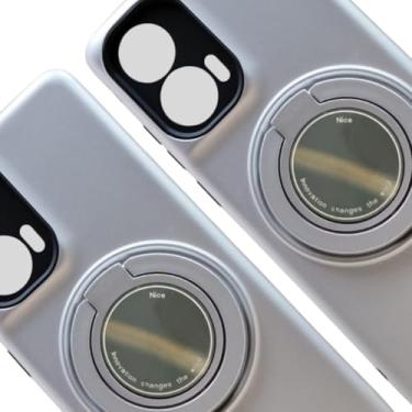 Imagem de Capa Moto G85 5G Capinha Motorola Proteção Anti-Choque Case Fashion Anel 360° Suporte Placa Magnética Integrada (Prata)