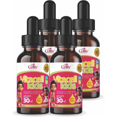Imagem de Kit 4 Vitacell Kids Vit Complexo B (B1, B2, B3, B5, B6, B9 e B12) + Vit A, D, E e K 30ml Celliv-Unissex
