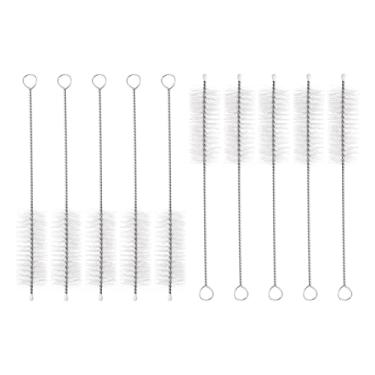 Imagem de HARFINGTON Conjunto de escovas de limpeza de palha, aço inoxidável 304 de comprimento e cerdas de nylon para garrafa de água, tubos de copo de canudo de silicone, branco (20 mm OD, conjunto de 10