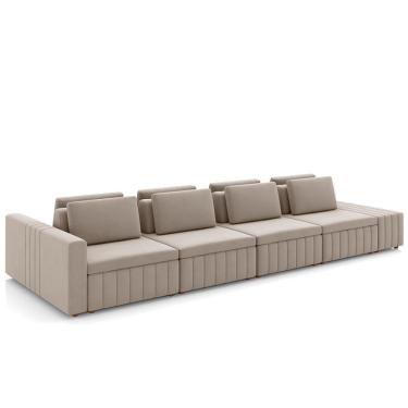 Imagem de Sofá Ilha E Puff Sala Living 425cm Siesta M22 Veludo Bege - Mpozenato