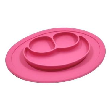 Imagem de Prato Pratinho Silicone com Divisórias Infantil com Ventosa Gruda Na M