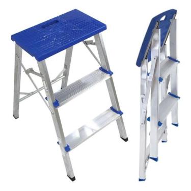 Imagem de BANQUETA ALUMINIO 3 DEGRAUS portatil e dobravel resistente - BONISHOP