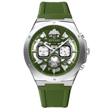 Imagem de Relogio Masculino Quartzo Multifuncional Casual Pulseira De Silicone Impermeavel Verde