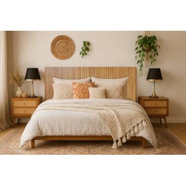 Imagem de Cabeceira Ripada Casal 140x60cm Auto Colante MDF 6mm - Resistente