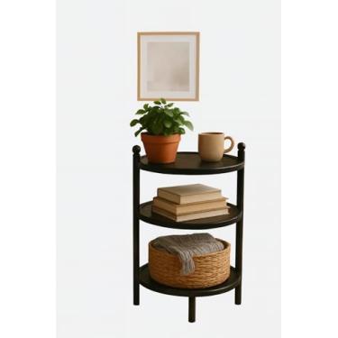 Imagem de Prateleira Organizadora, Estante Modular Móvel Organizador 6, 3 Prateleiras Multiuso Grande Reforçada Resistente Compacta(Preto 3 Níveis Redondo)