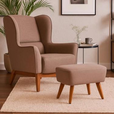 Imagem de Poltrona Dekorien Milena Avelã Premium Com Puff Decoração Sala